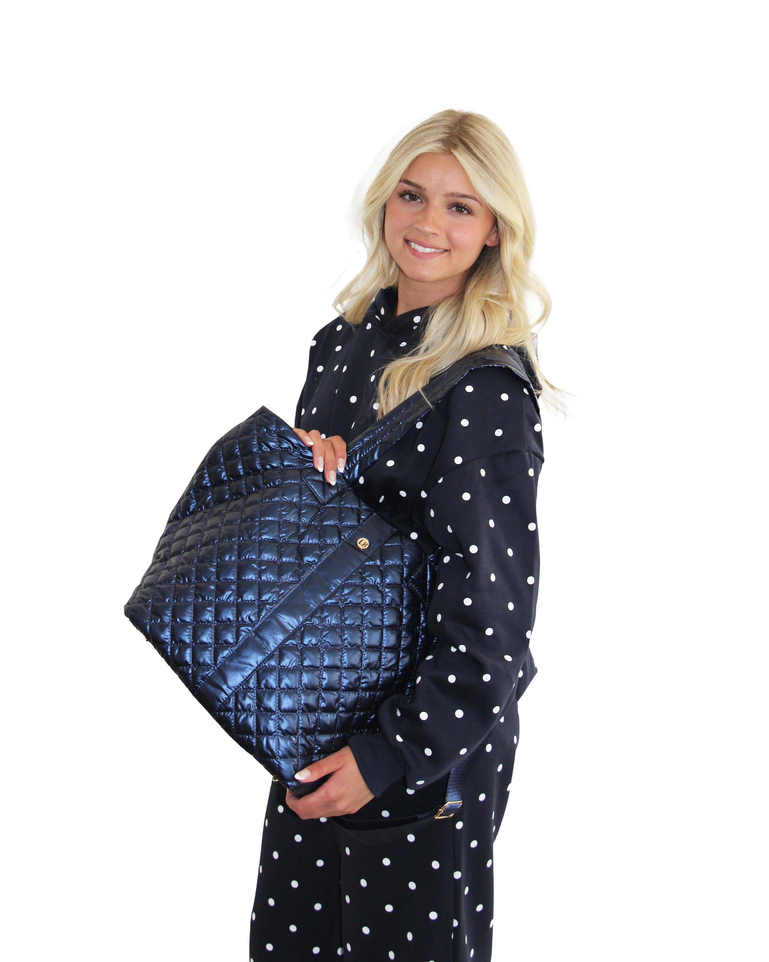 Diamond Tote Shoulder Bag Sapphire Navy
