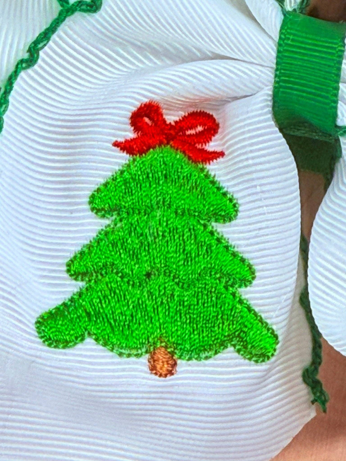 Christmas Tree Embroidered Hair Bow | Headband