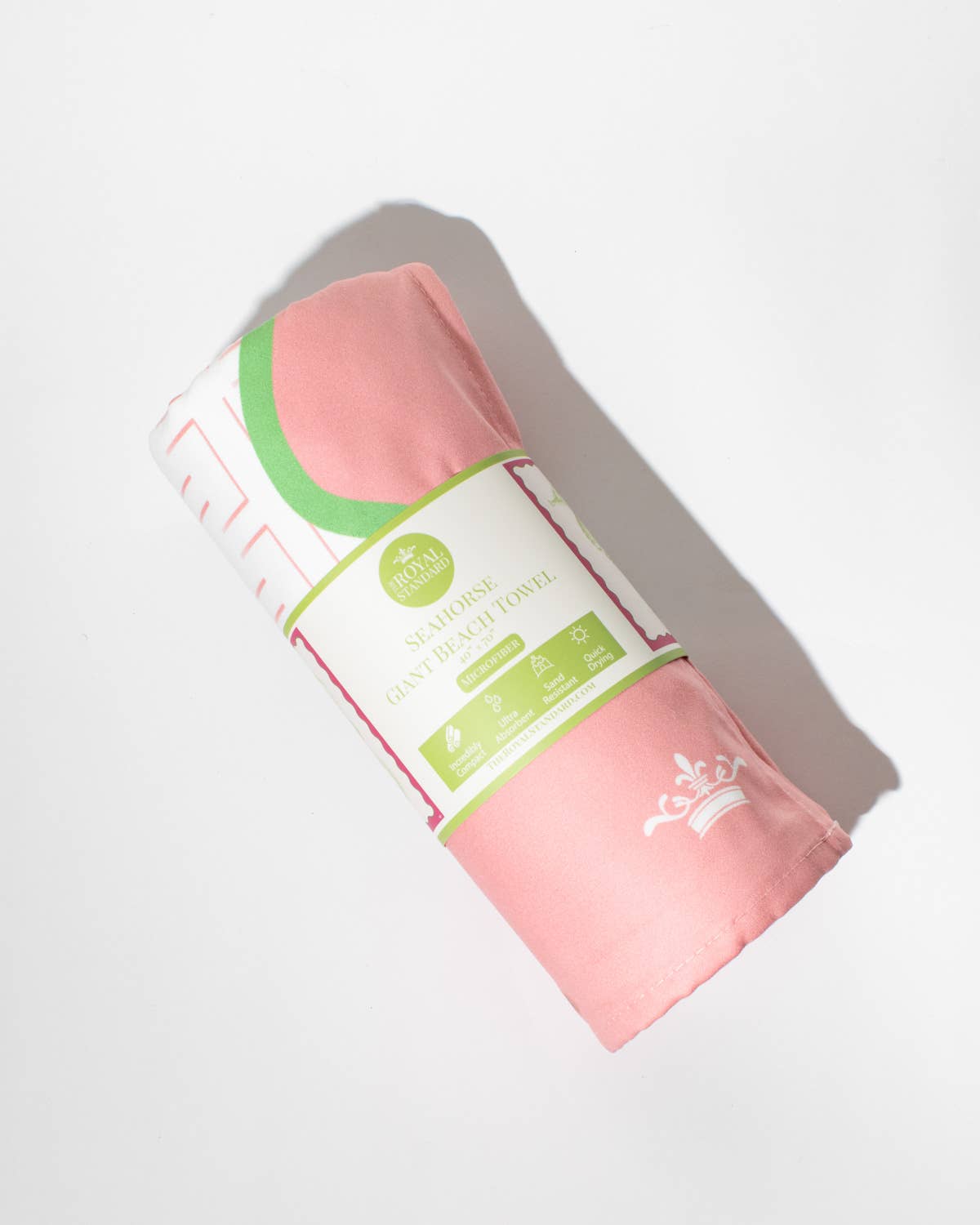 Seahorse Giant Beach Towel    Pink/Green/White    40x70
