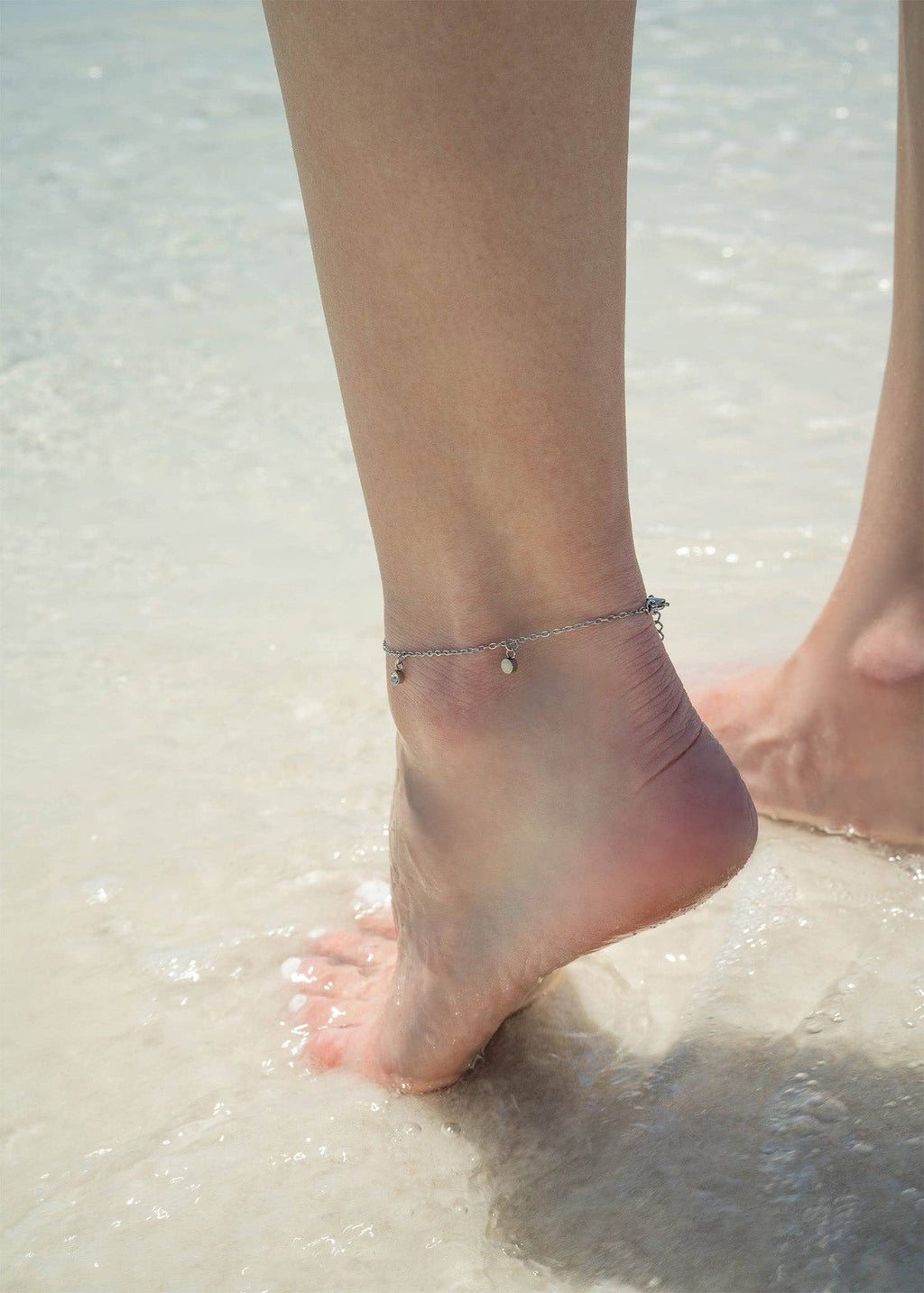 18K Gold PVD Stainless Steel Pearl Charm Anklet
