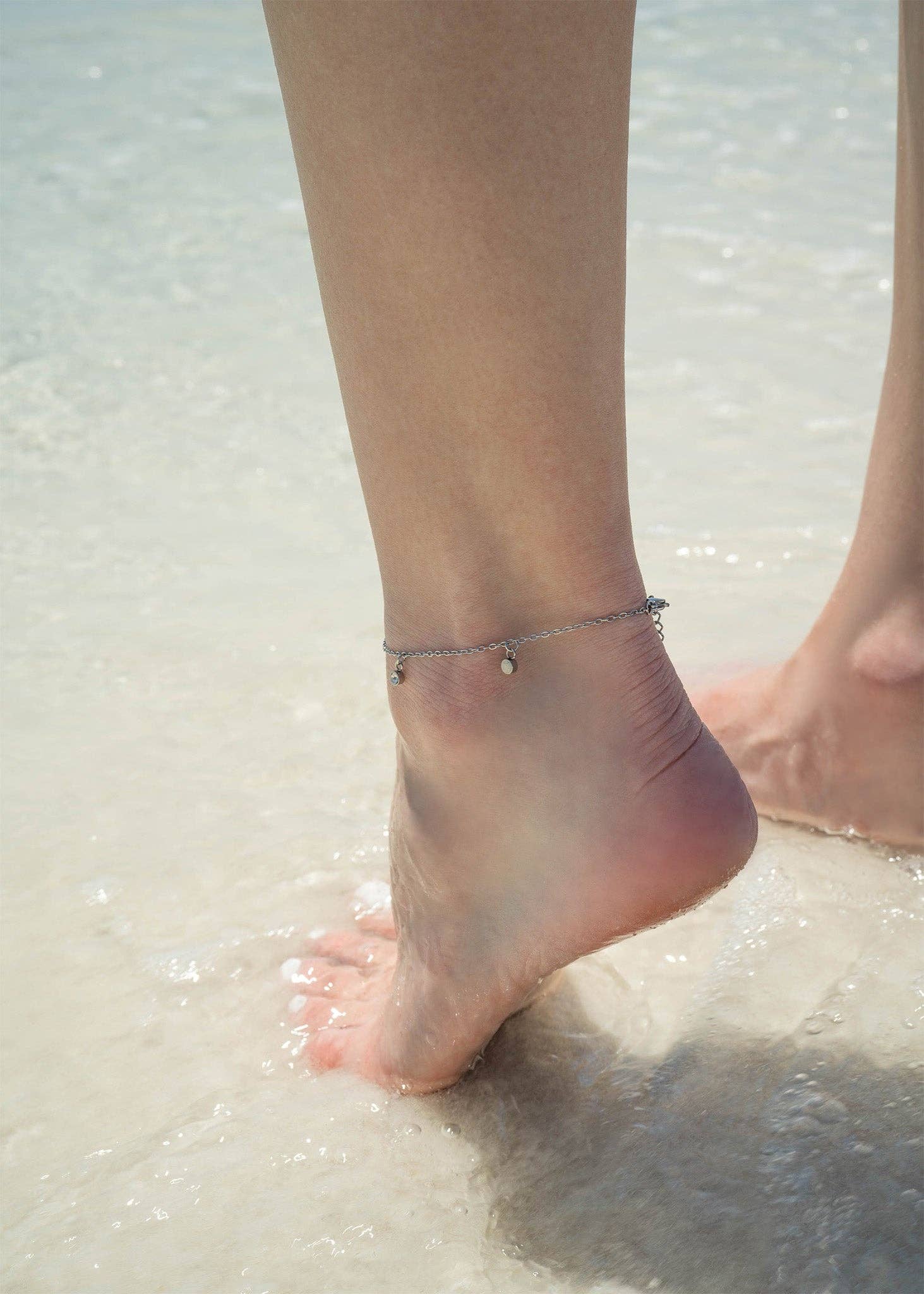 18K Gold PVD Stainless Steel Pearl Charm Anklet