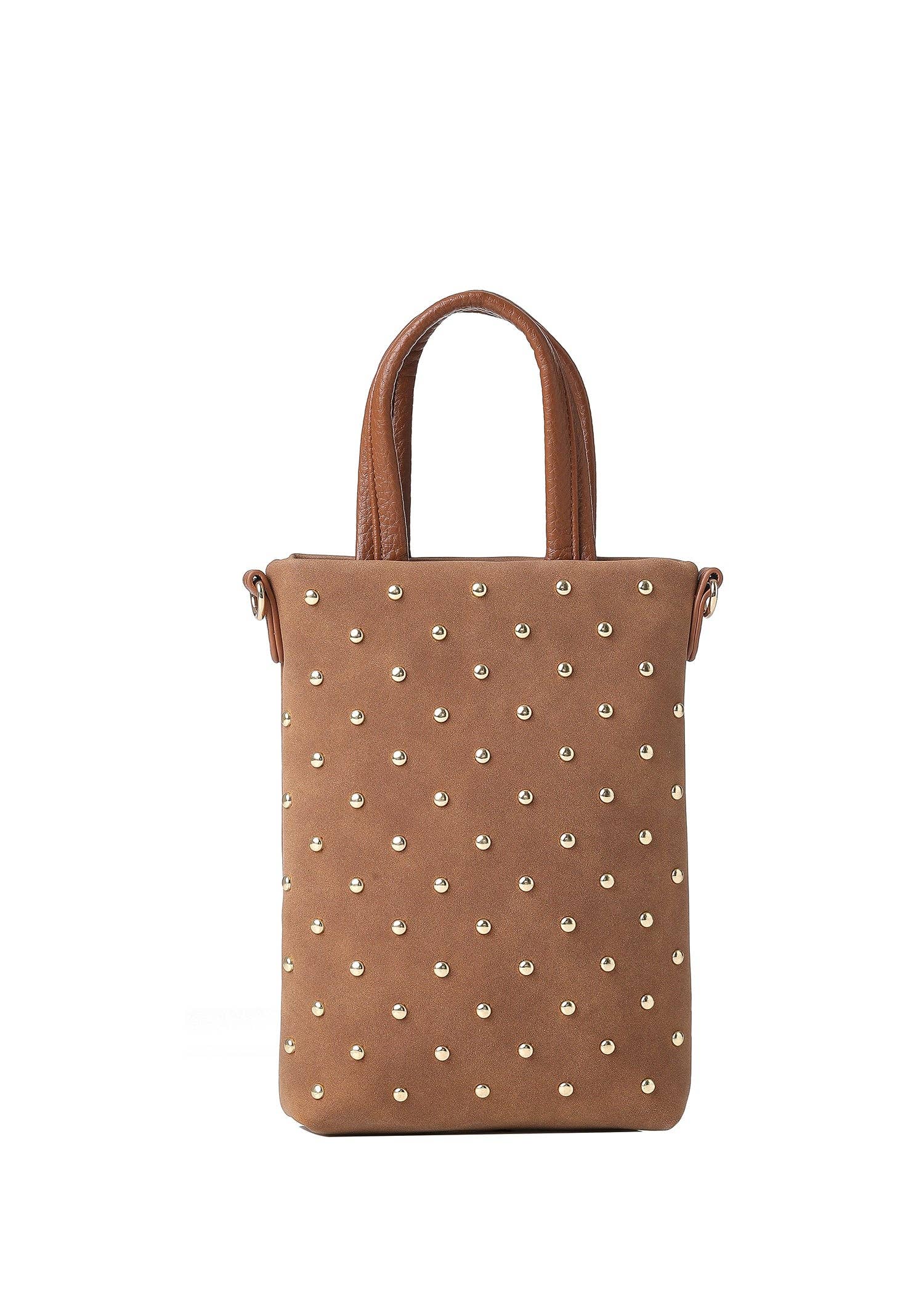 Mila Saddle Studded Suede Phone Crossbody Bag