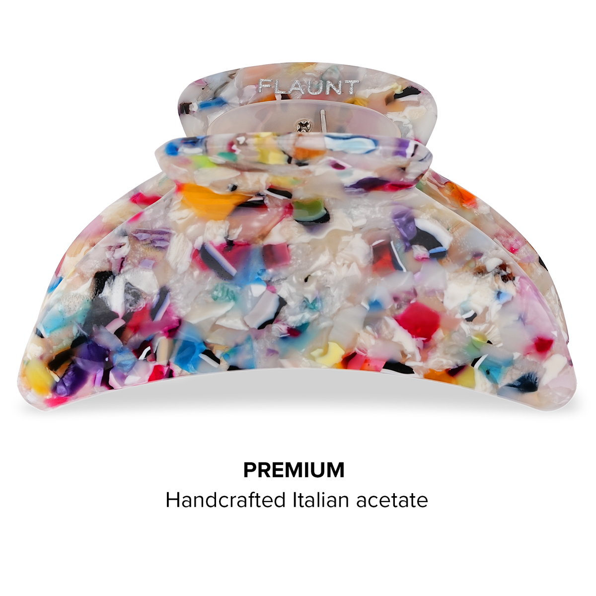 Rainbow Confetti Tortoise Shell Claw Clip