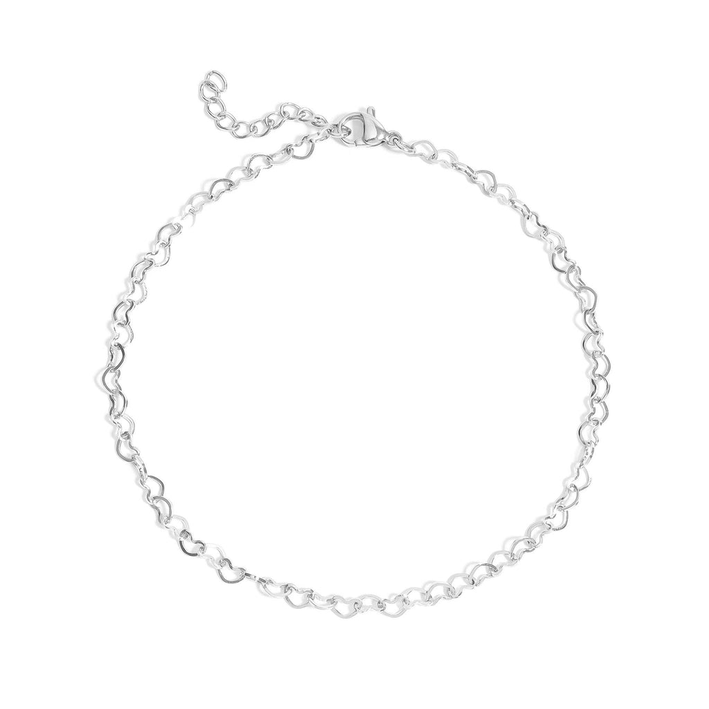 18K Gold PVD Stainless Steel Linked Hearts Anklet