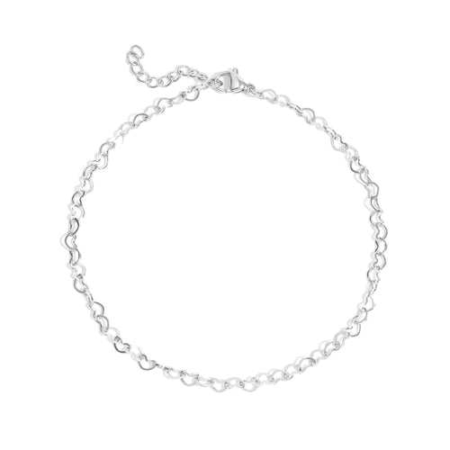 18K Gold PVD Stainless Steel Linked Hearts Anklet