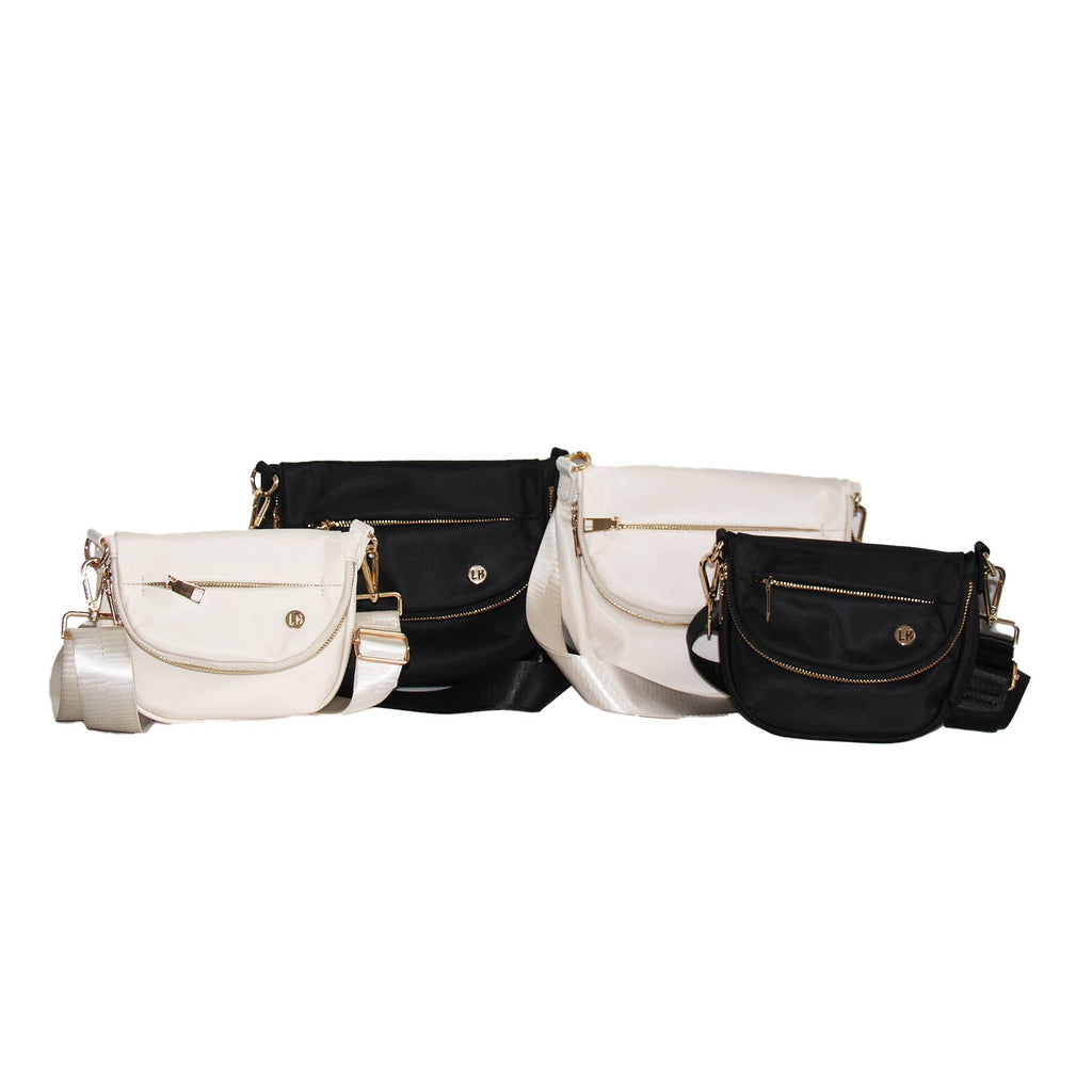 Angelina Nylon Crossbody Shoulder Belt Bag Black LARGE