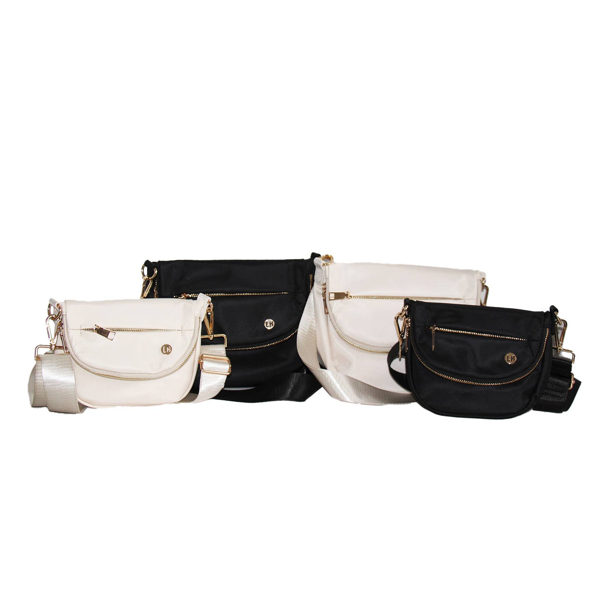 Angelina Nylon Crossbody Shoulder Belt Bag Black LARGE