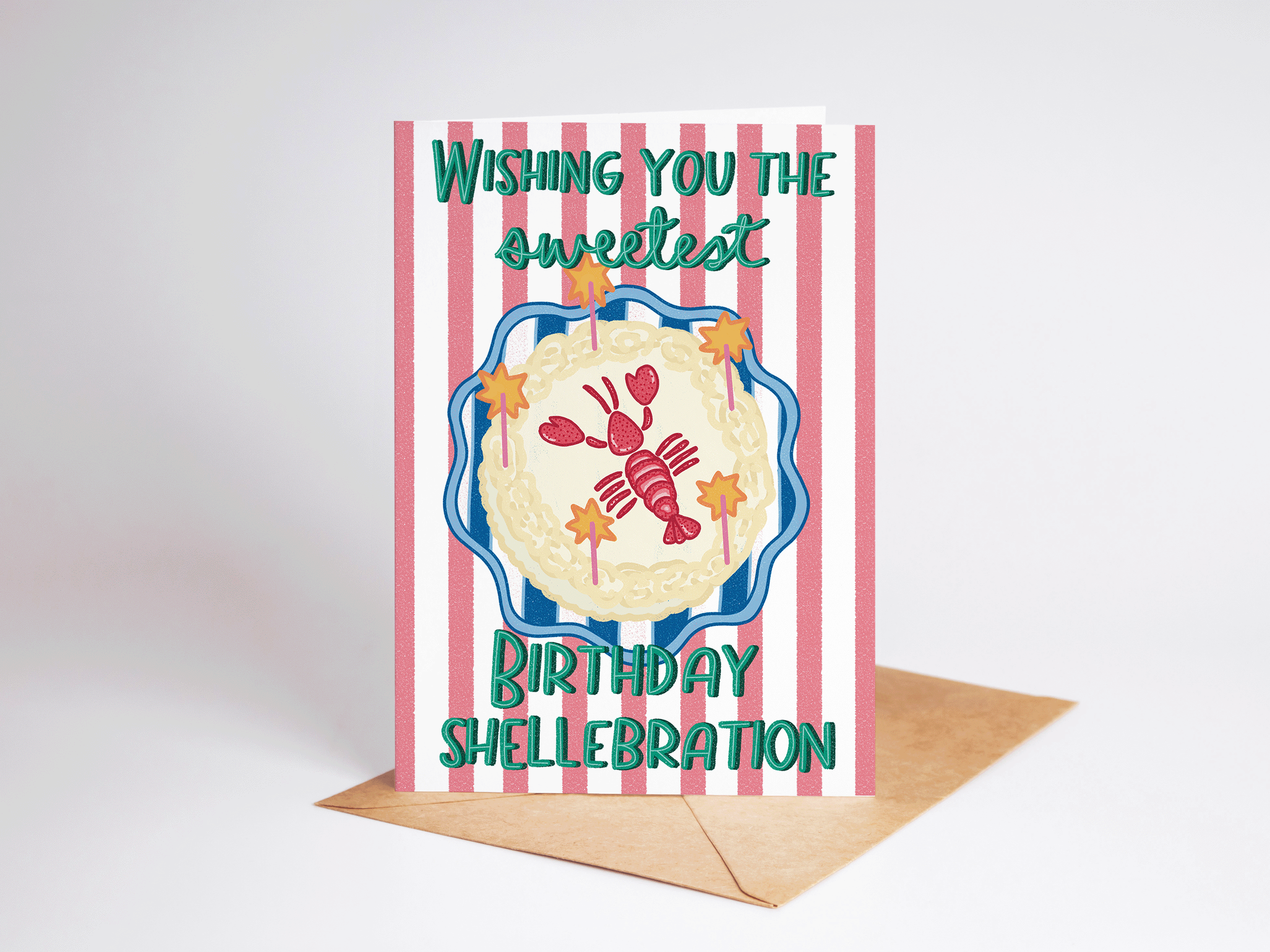 Sweetest Birthday Shellebration Lobster Cake Greeting Card