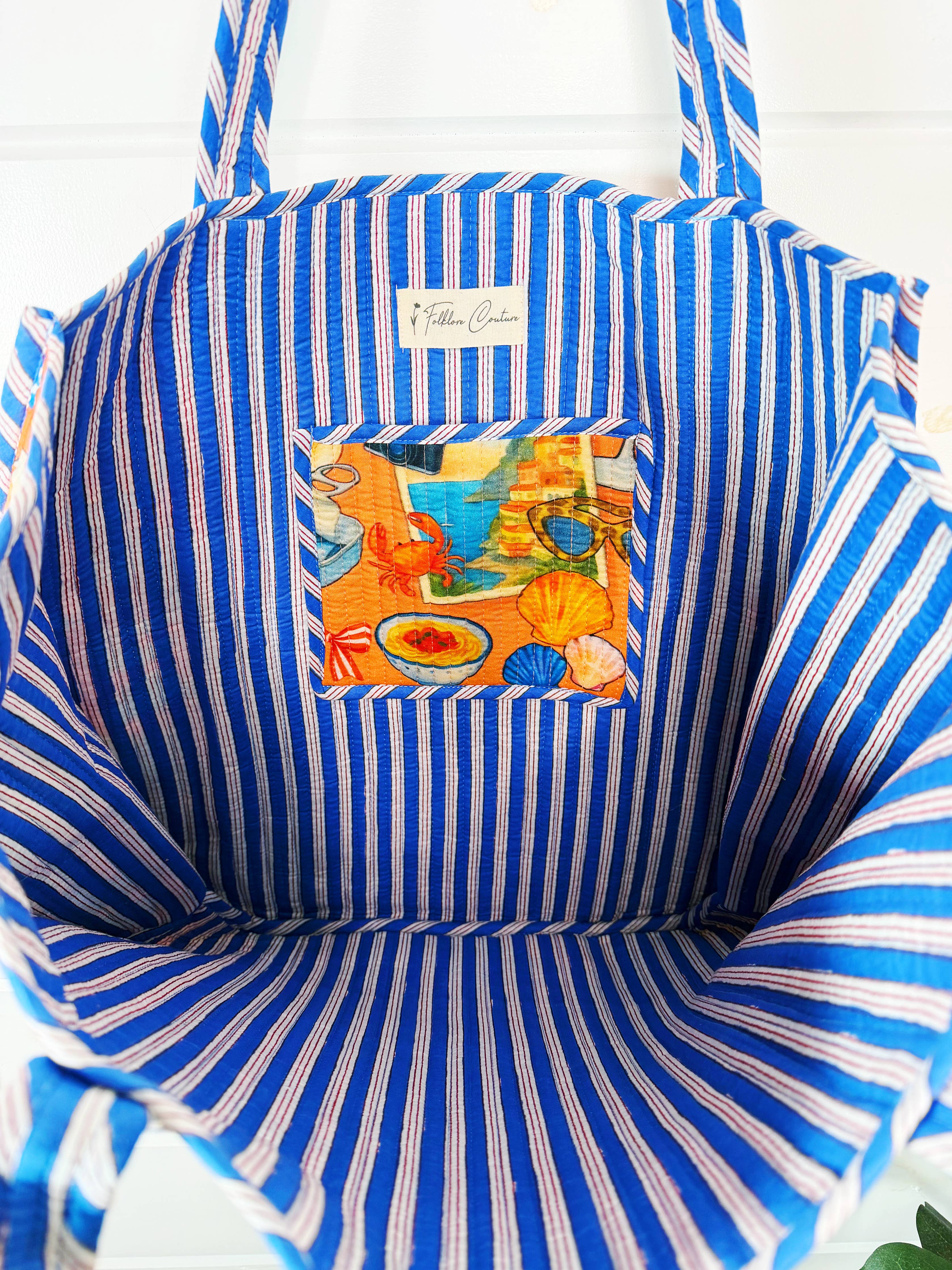 Large Tote Bags | Quilted Tote | Orange Italian Getaway