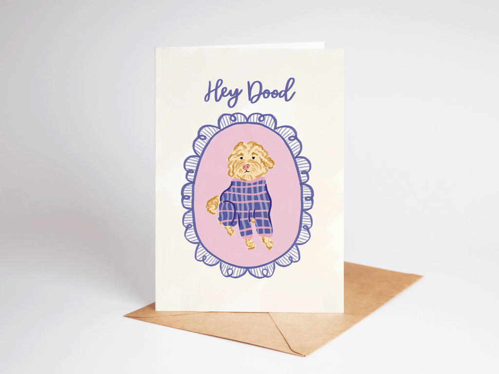 Hey Dood Doodle Dog Friendship Funny Greeting Card