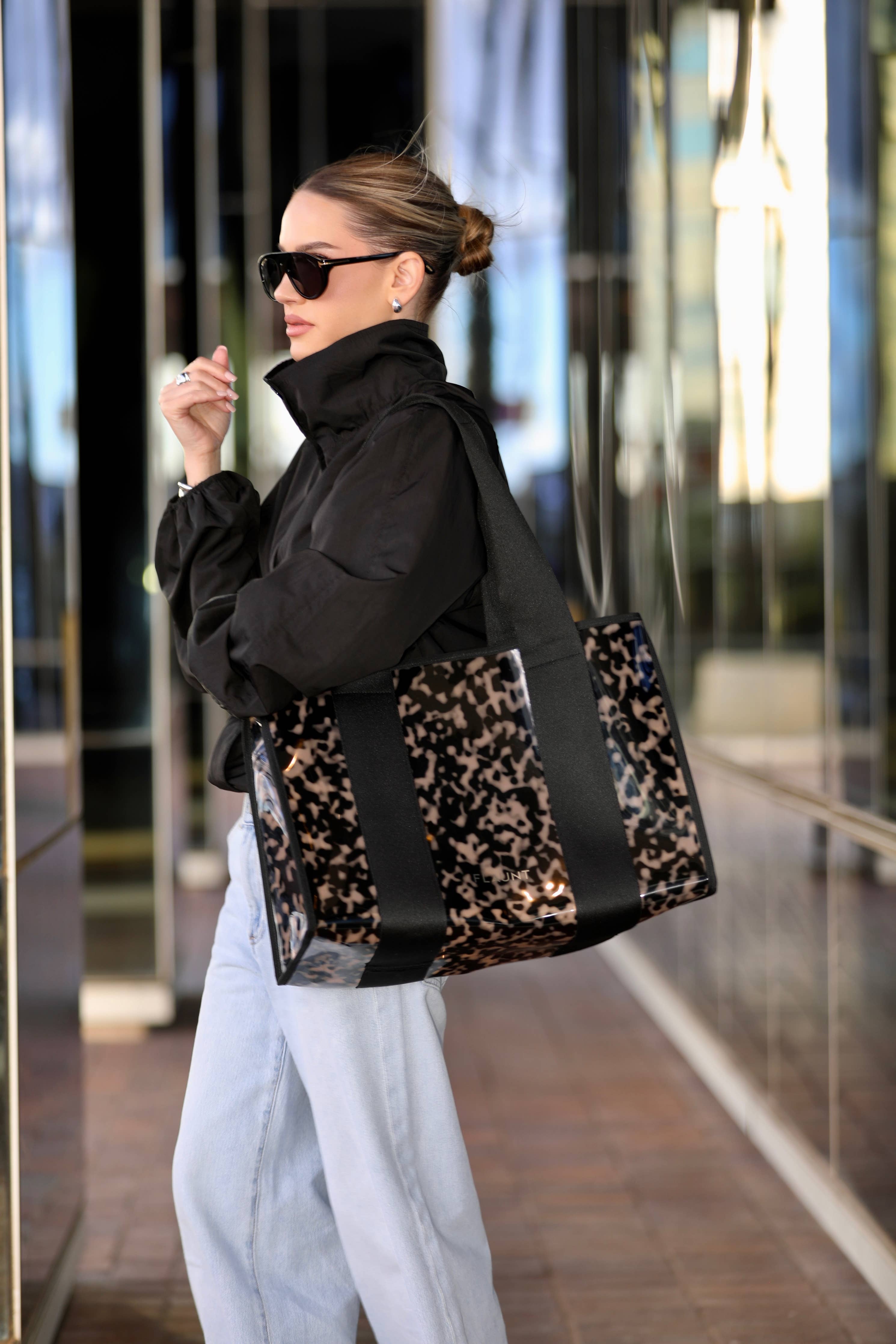 Blonde Tortoise Everyday Tote Bag with Pouch