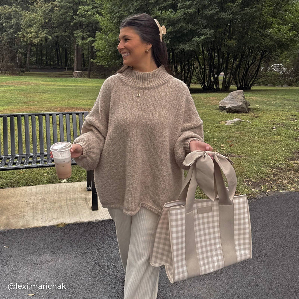 Case-Mate Latte Gingham Bow Jelly Tote Bag
