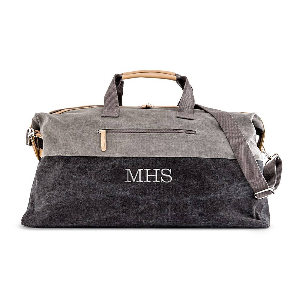 Large Canvas Travel Duffle Bag - Black & Gray