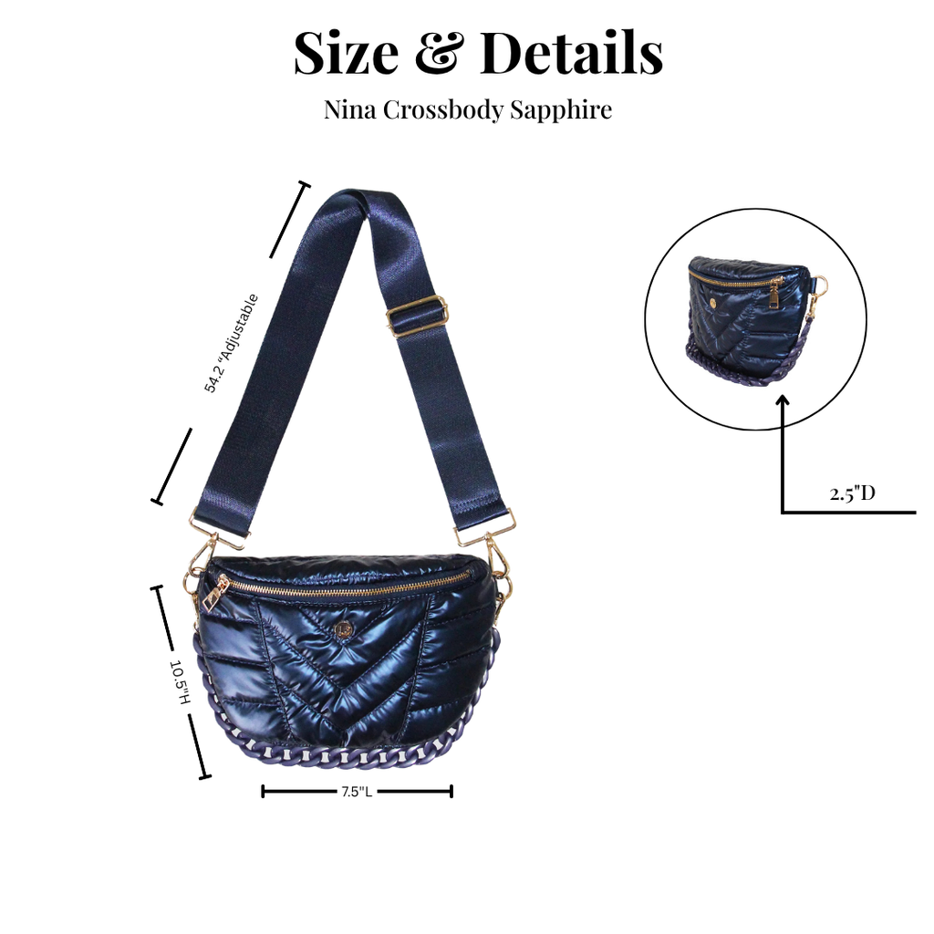 Nina puffer Crossbody Shoulder Belt Bag Sapphire Navy Blue
