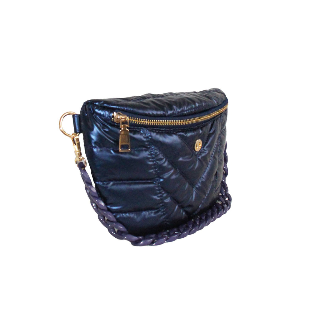 Nina puffer Crossbody Shoulder Belt Bag Sapphire Navy Blue