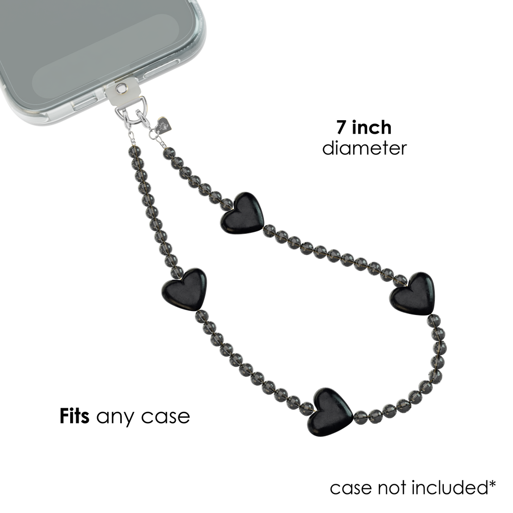 Phone Charm Wristlet - Black Heart
