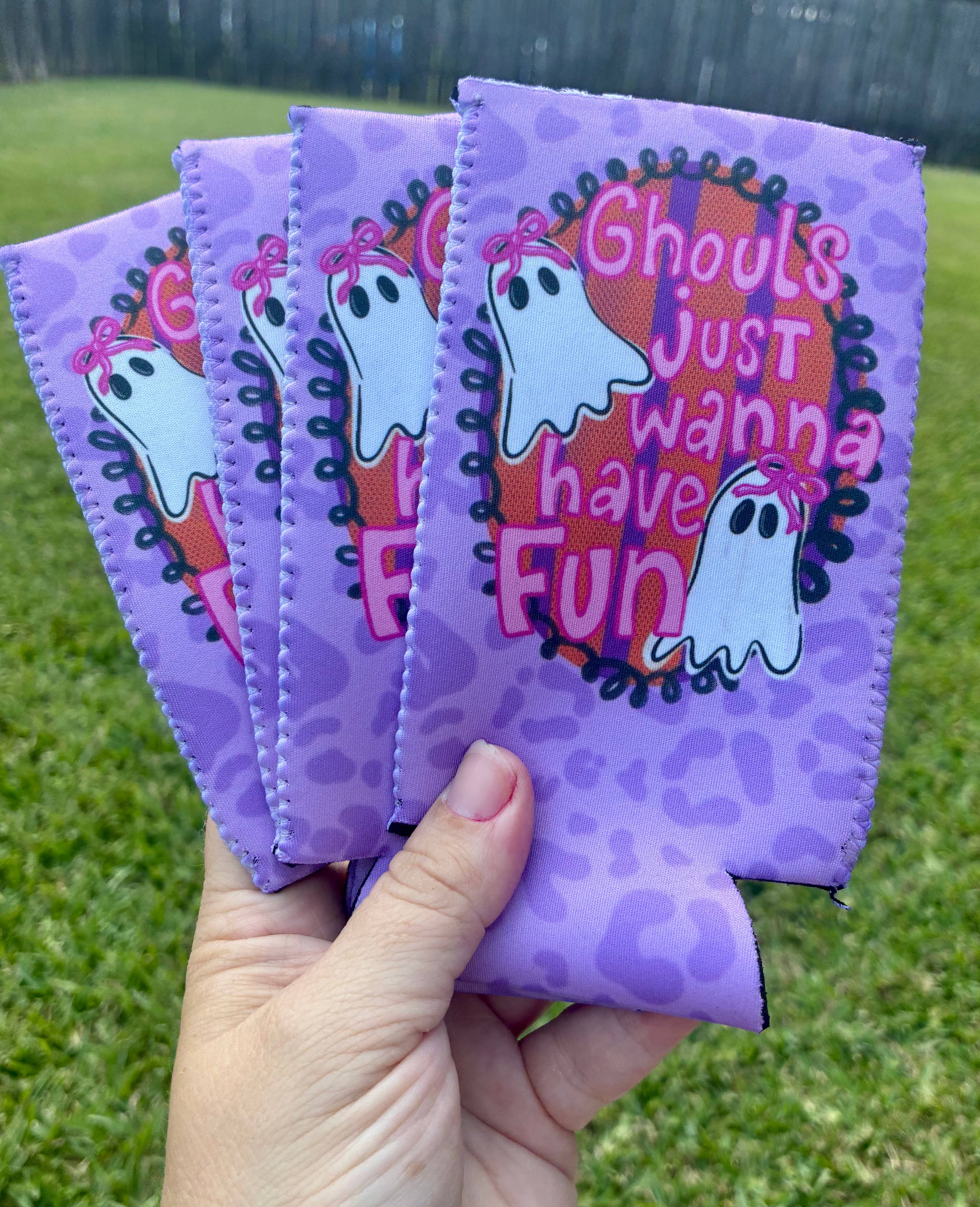 Halloween koozies ghouls just wanna have fun