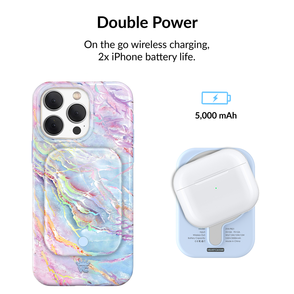 Wireless Phone Charger - Holo Moonstone Marble