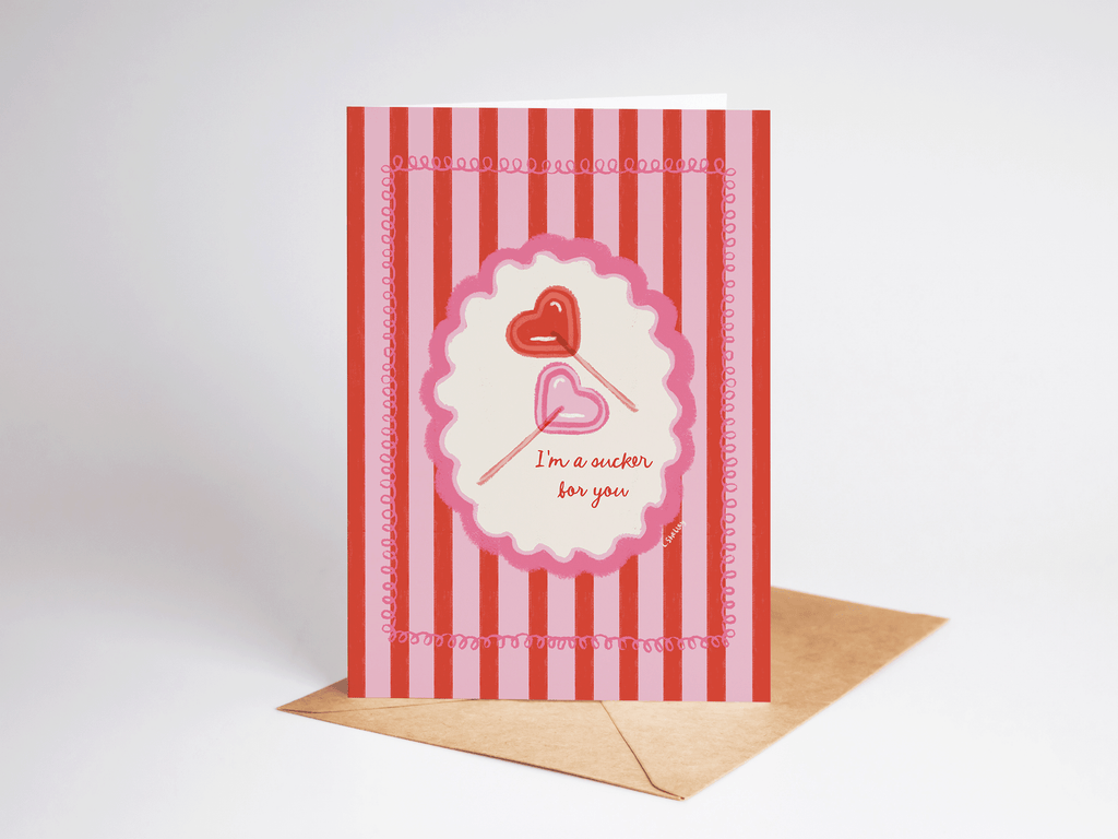Sucker For You Sweet Romance Love Punny Greeting Card