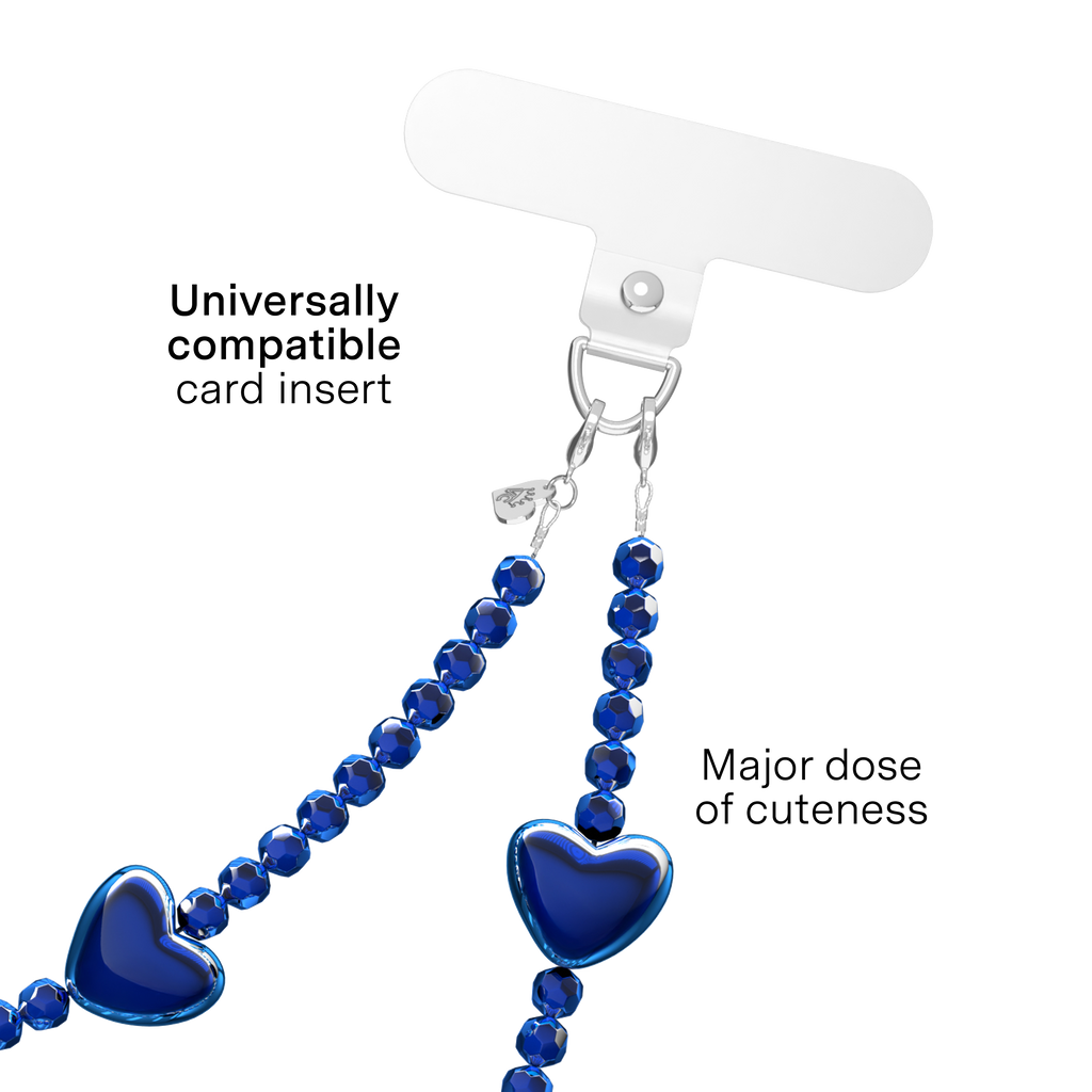 Phone Charm Wristlet - Clear Blue Heart