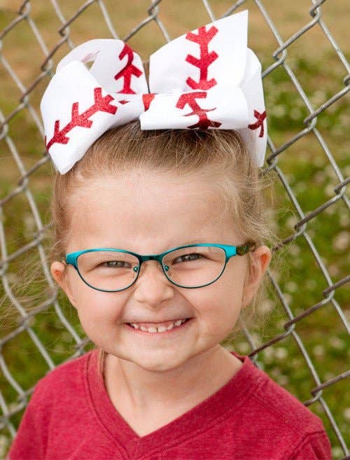 Baseball Stitch Classic Hair Bow | Large Alligator Clip
