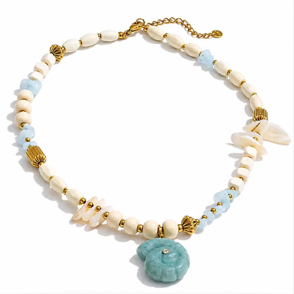 Coastal Stone Charm Necklace | Stainless Steel