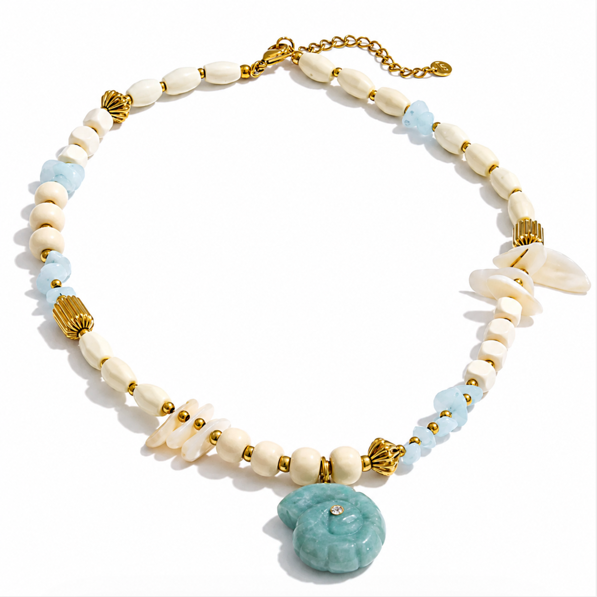 Coastal Stone Charm Necklace | Stainless Steel