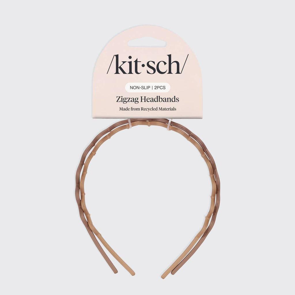 Recycled Plastic Zig Zag Headband 2pc - Neutral