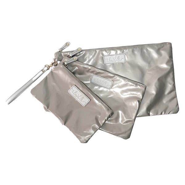 Carly Trio Wristlet & Cosmetic Bag Set | Champagne Gold 9/1