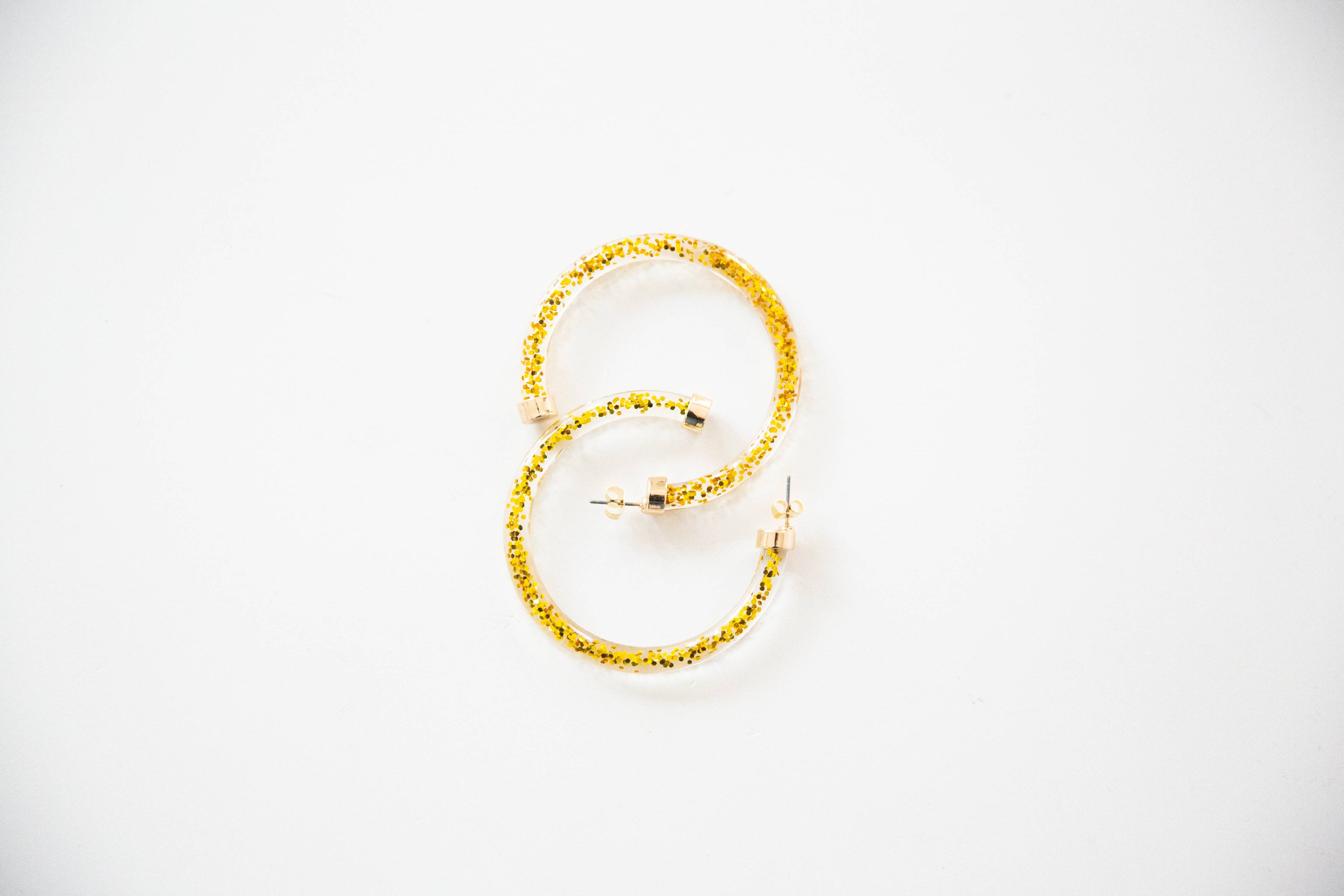 Gold Glitter Lightweight Acrylic Hoop Earrings