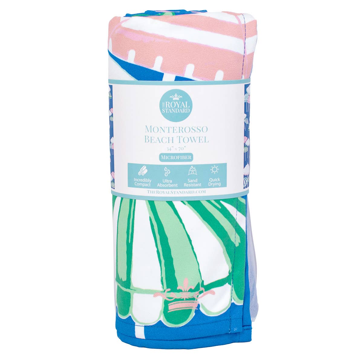 Monterosso  Beach Towel   Sapphire/Pink/Capri   34x70