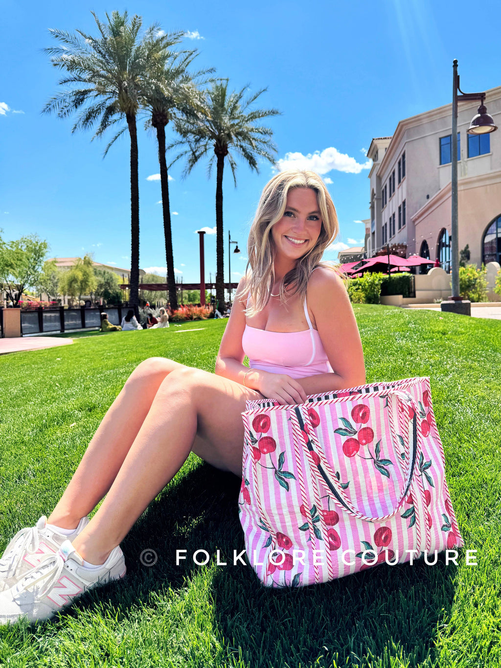 Quilted Tote Bag | Cherry Tote | Large Shopping Tote Bag