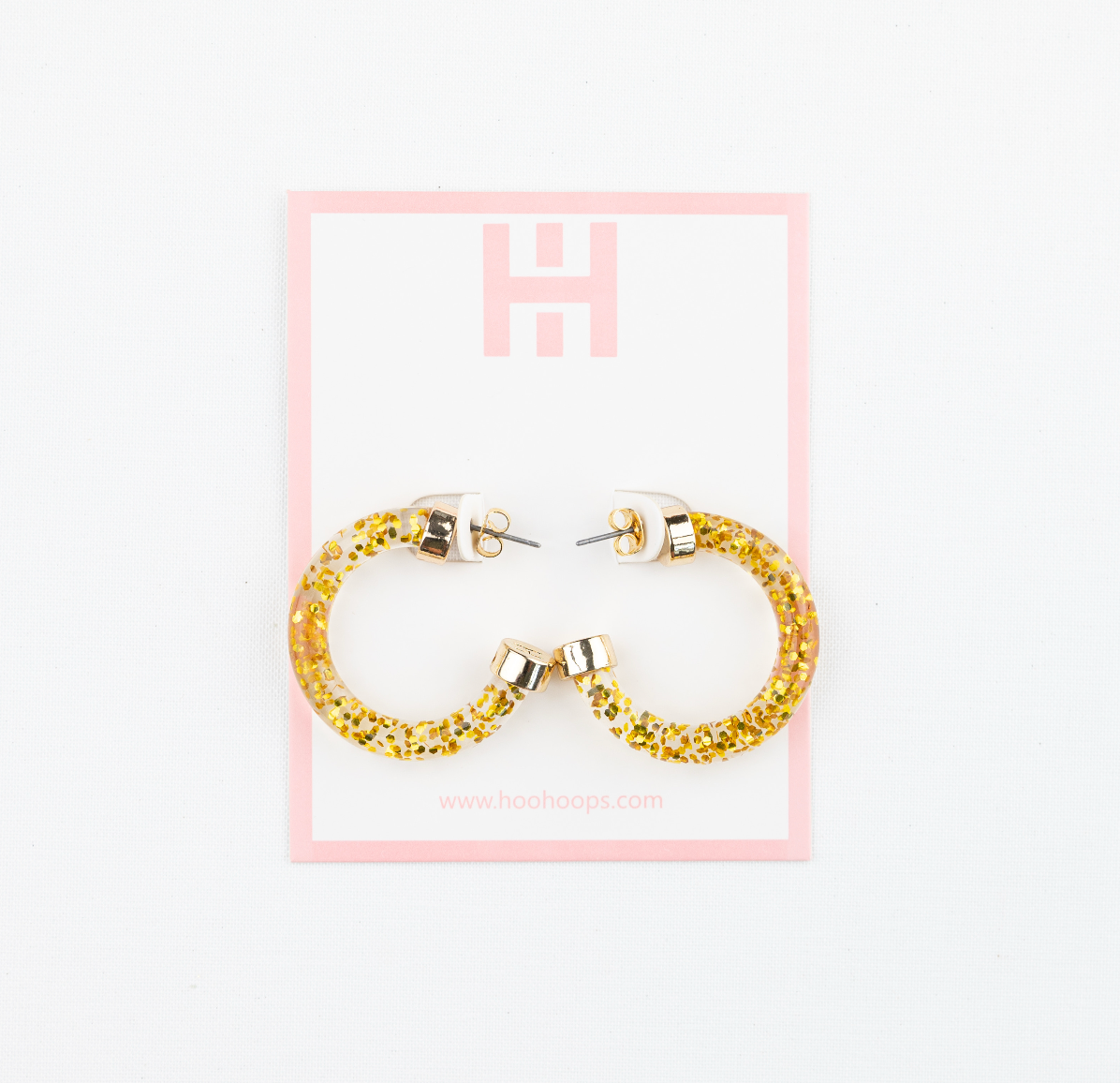 Gold Glitter Lightweight Acrylic Hoop Earrings