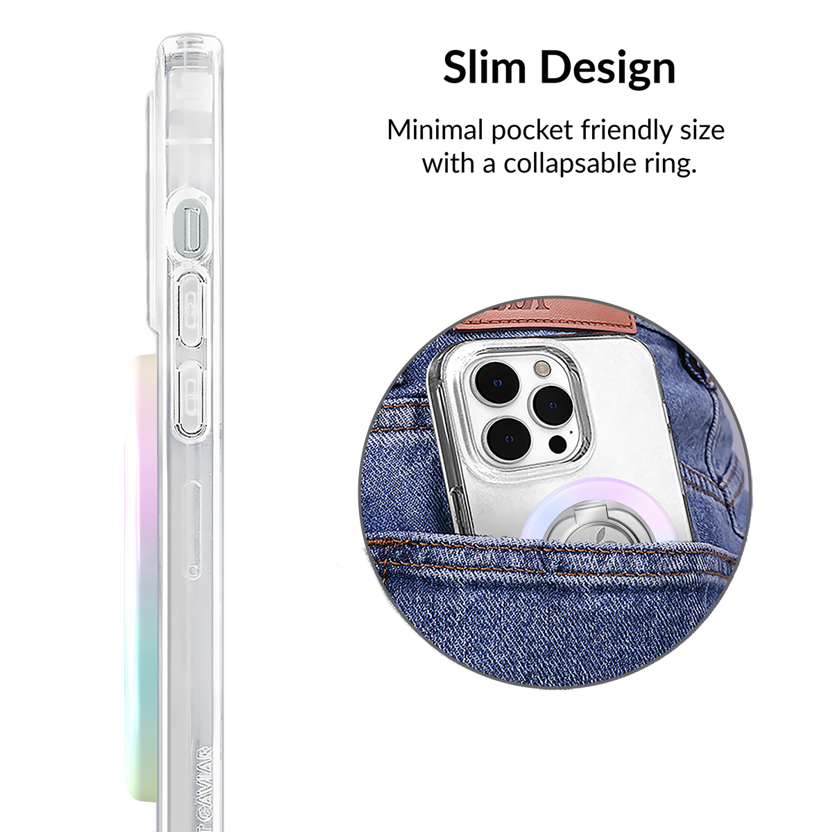 Magnetic Phone Ring & Stand - White Opal