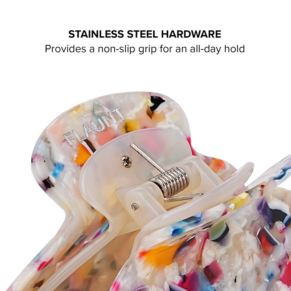 Rainbow Confetti Tortoise Shell Claw Clip