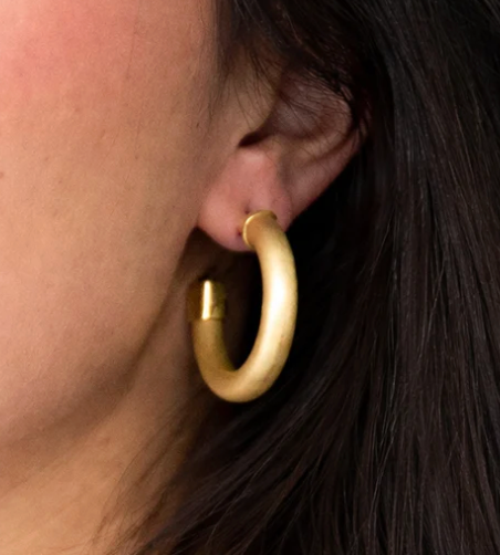 Brushed Gold Lightweight Hoop Earrings