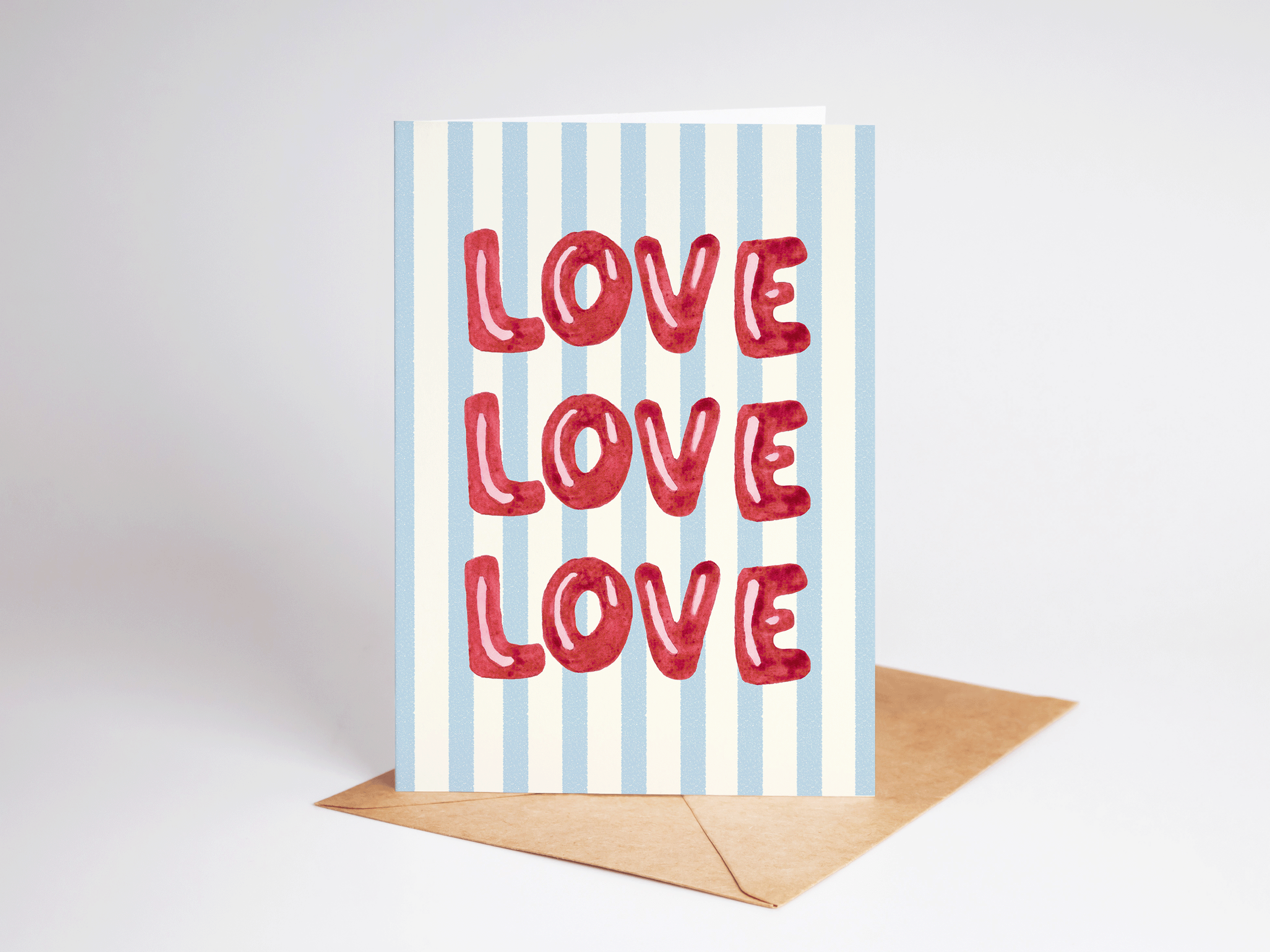 Love Watercolor Balloon Letters Romance Greeting Card