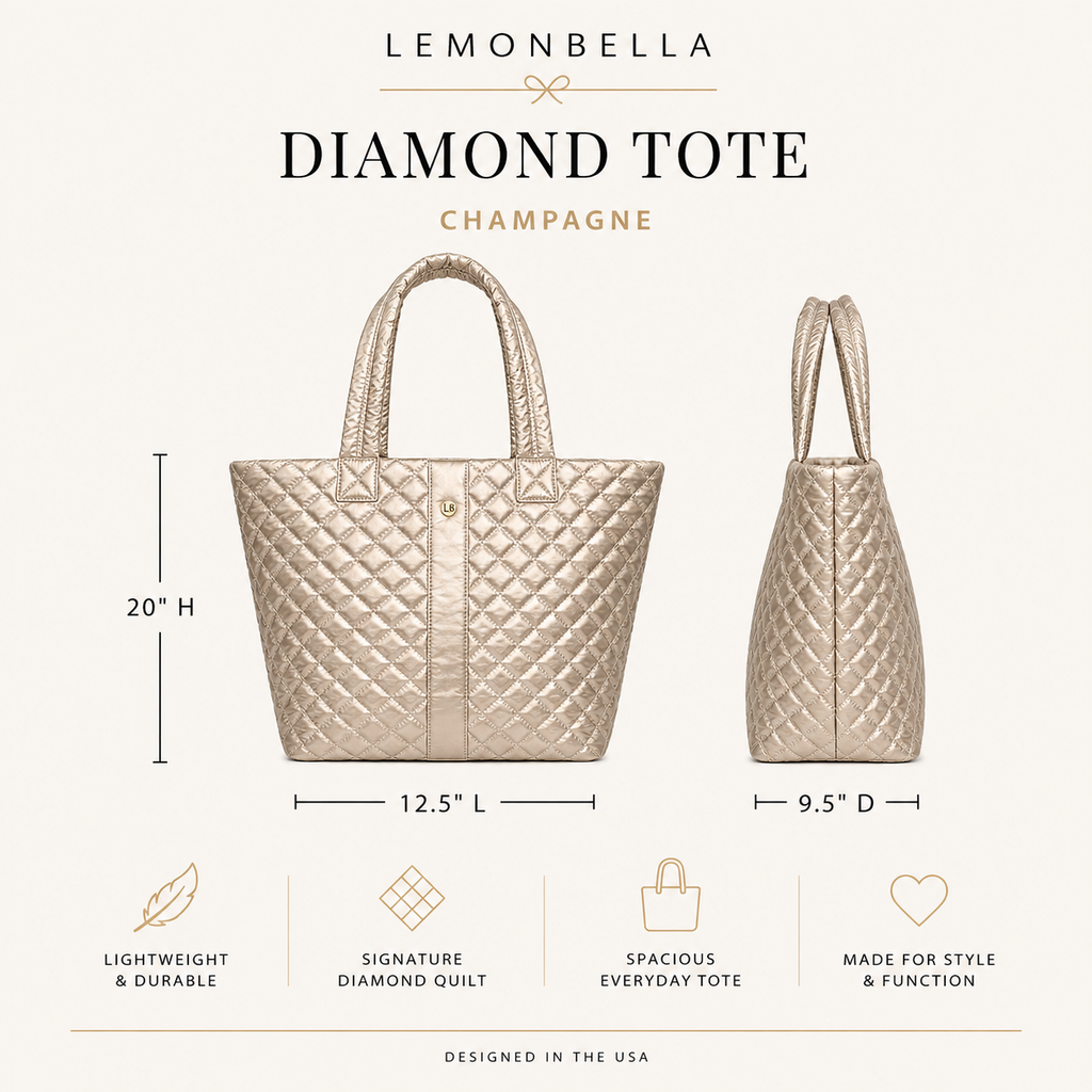 Diamond Tote Shoulder Bag Champagne Gold