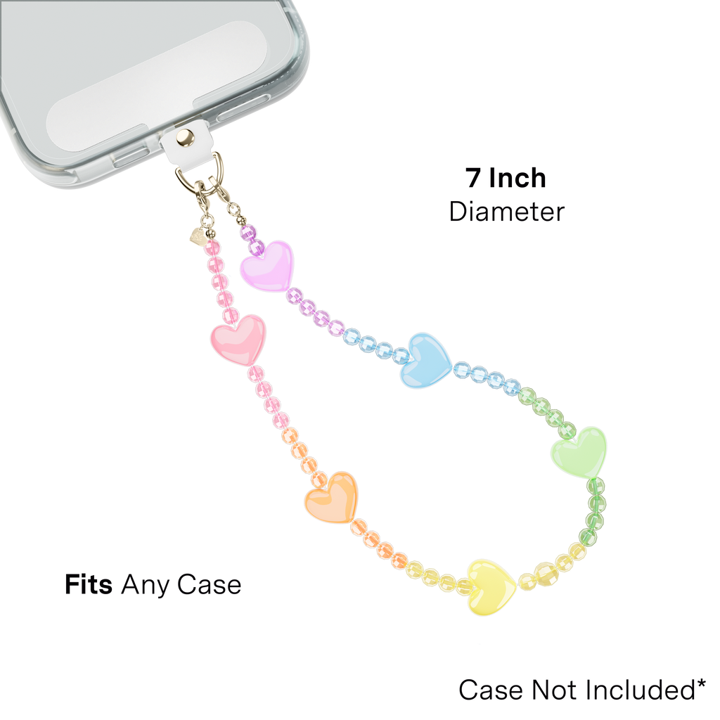 Phone Charm Wristlet- Rainbow Heart