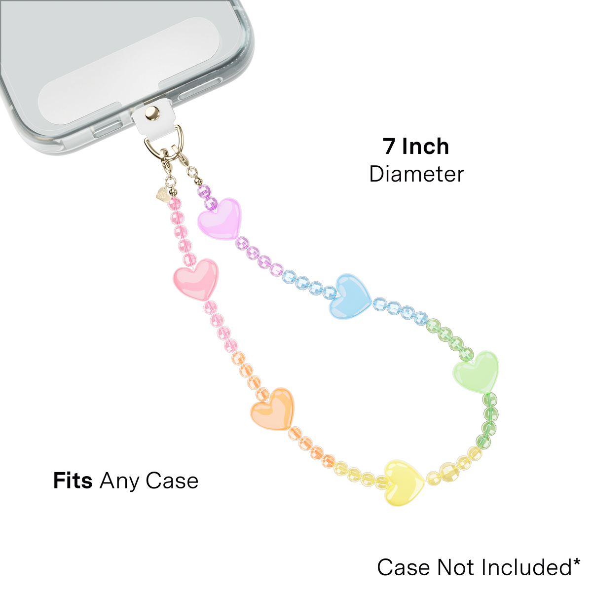 Phone Charm Wristlet- Rainbow Heart