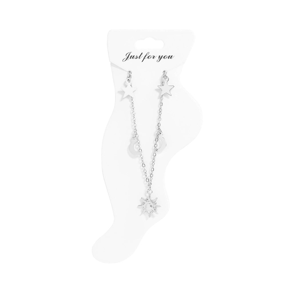 18K Gold PVD Stainless Steel Moon & Star Charm Anklet