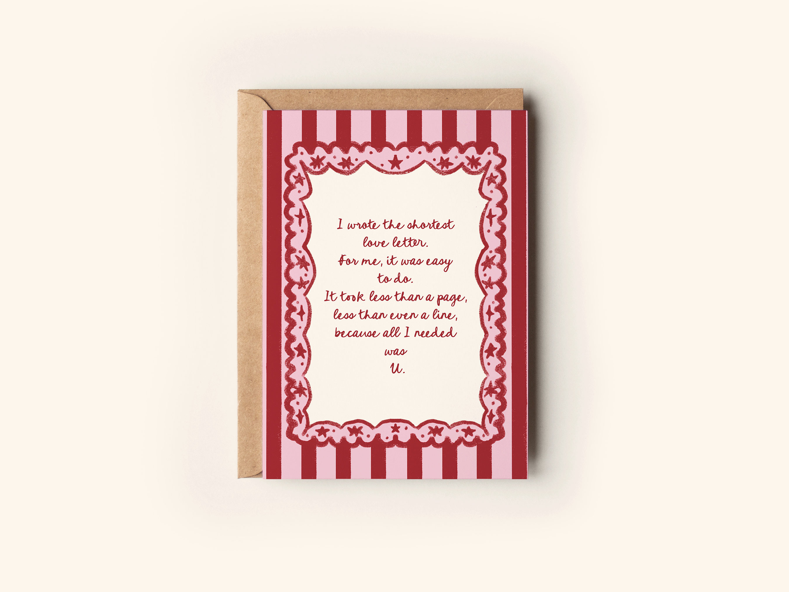 Shortest Love Letter Romance Poem Greeting Card