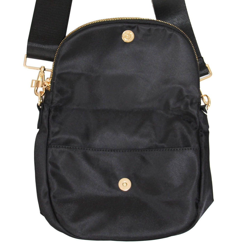 Angelina Nylon Crossbody Shoulder Belt Bag Black LARGE