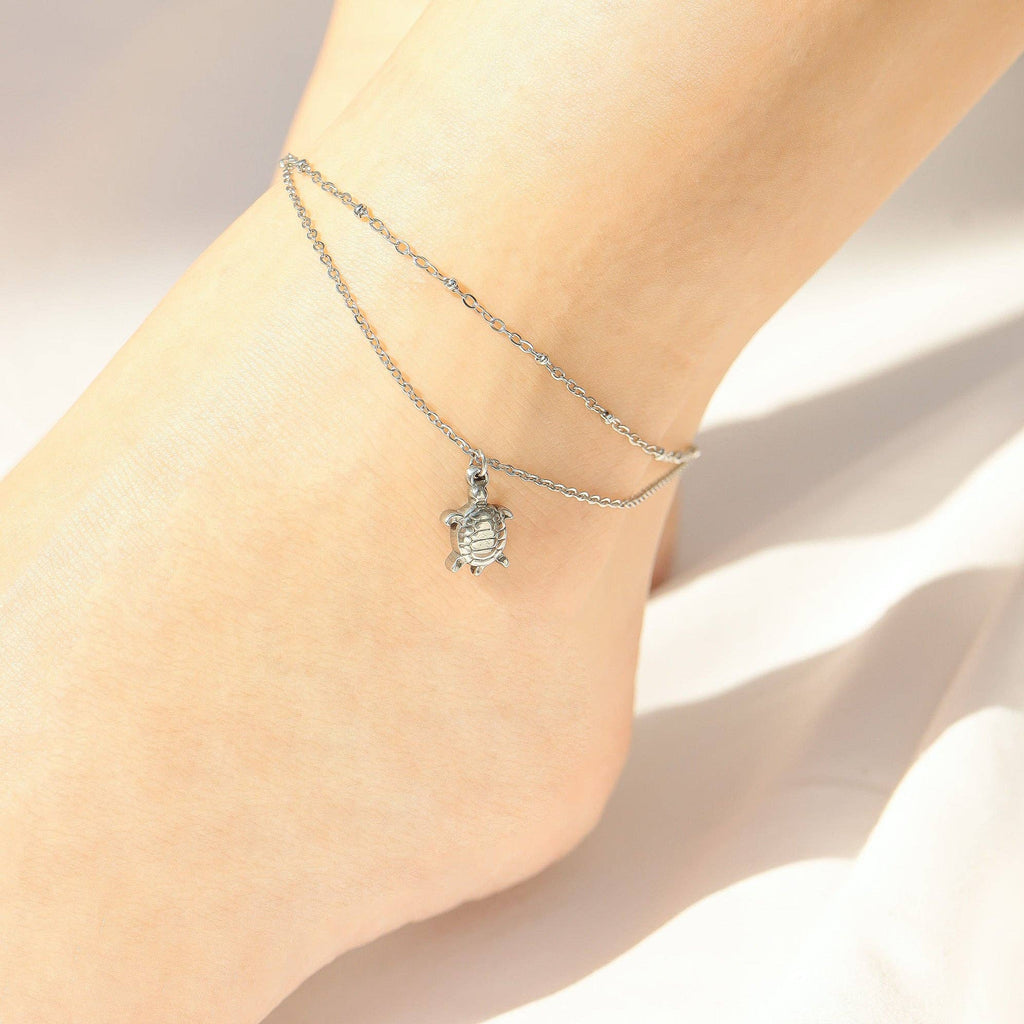 18K Gold PVD Stainless Steel Sea Turtle Charm Anklet