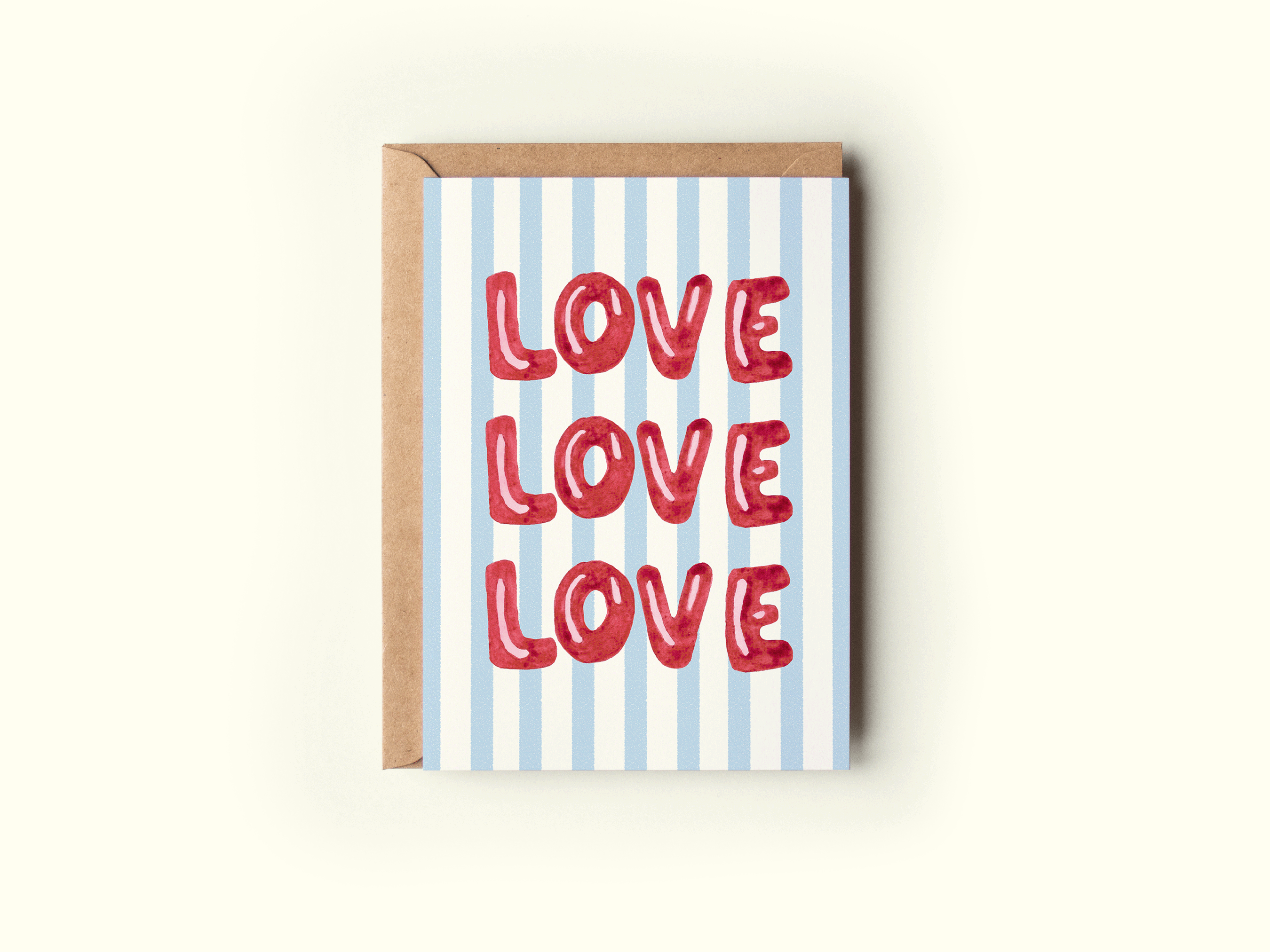 Love Watercolor Balloon Letters Romance Greeting Card