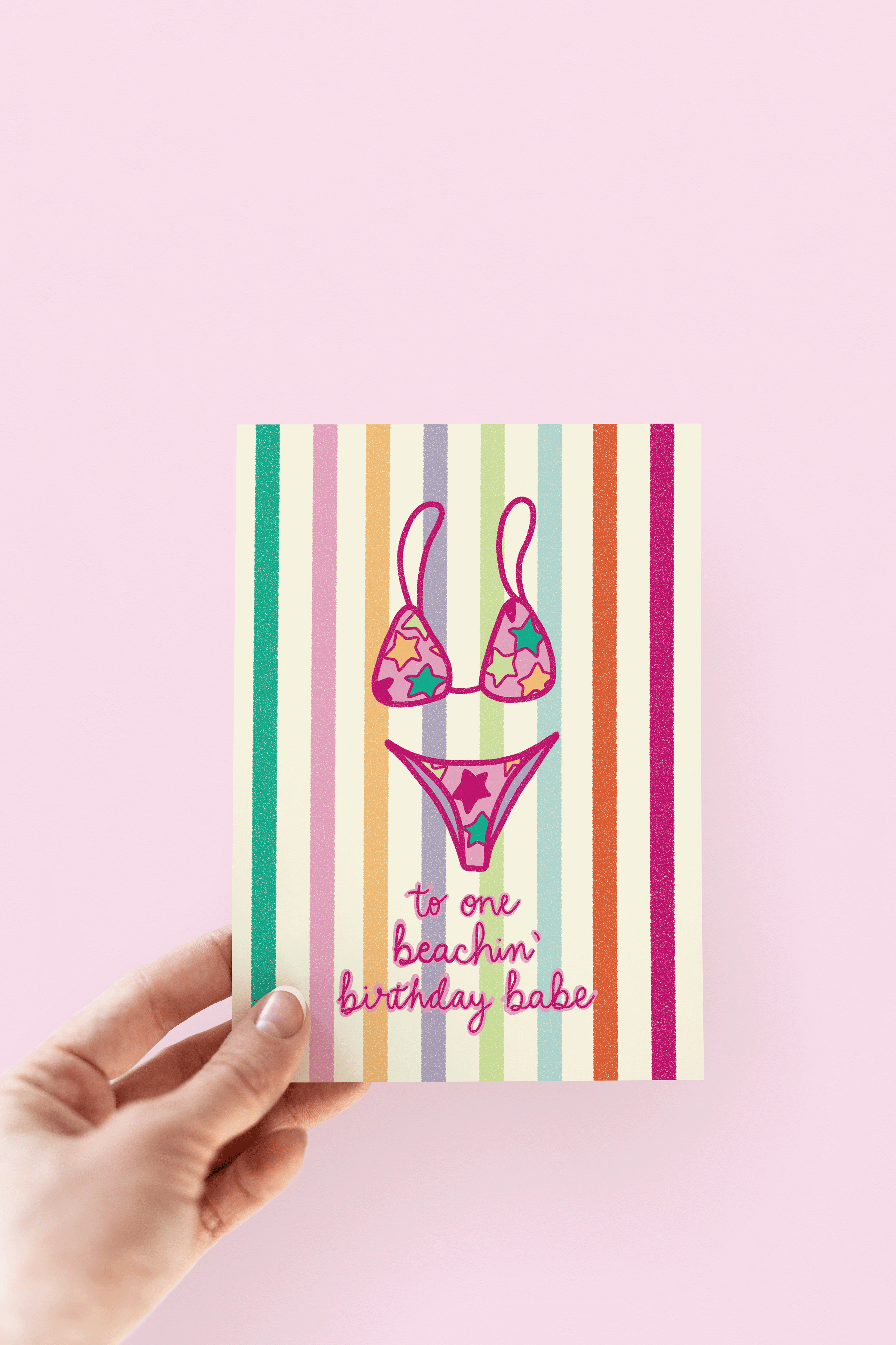 Beachin' Birthday Babe Swimsuit Beach Coastal Greeting Card