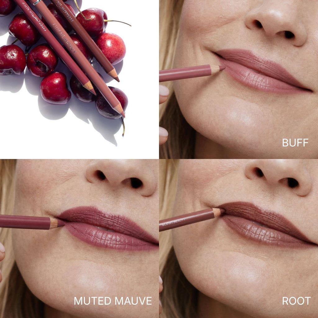 Vegan Lip Liner Pencil + Blending Brush - 3 Piece Set