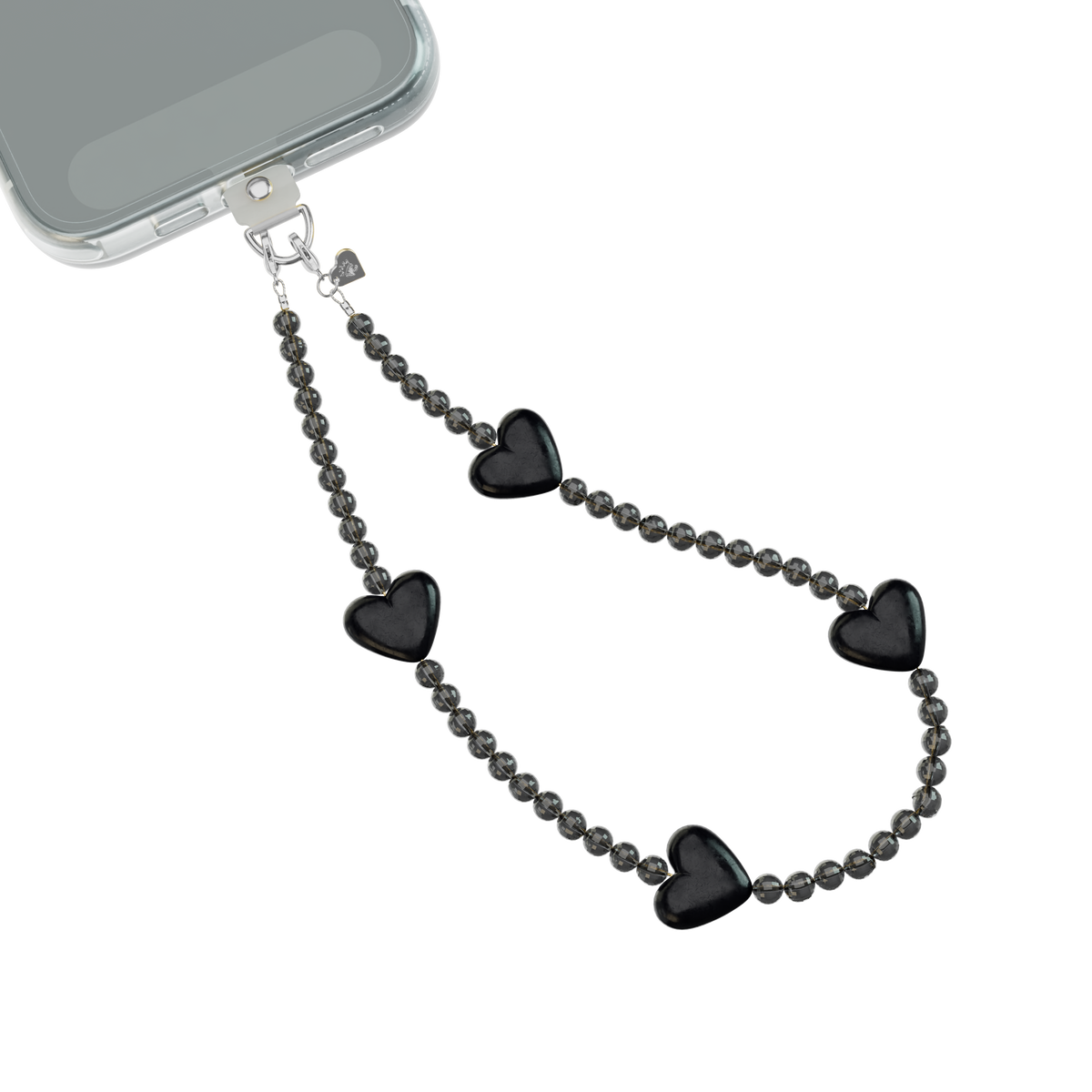 Phone Charm Wristlet - Black Heart