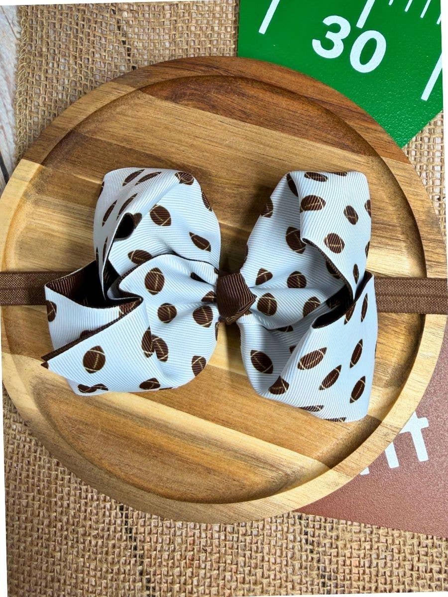 Mini Football Print Double Layered Hair Bow | Clip or Headband