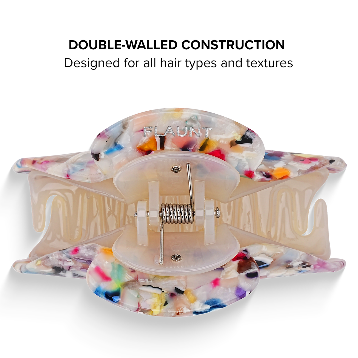 Rainbow Confetti Tortoise Shell Claw Clip